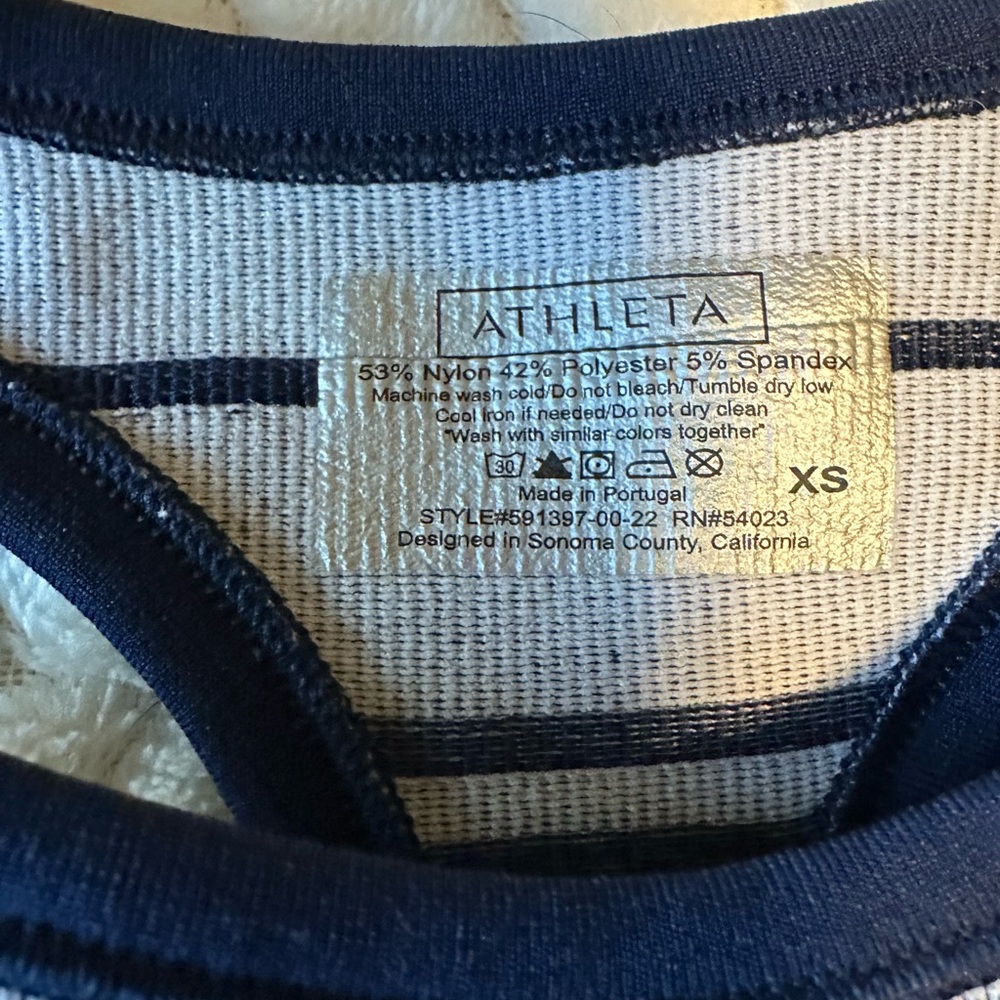 Athleta Stripped Tank Blue/White Size X-Small - Picture 4 of 4